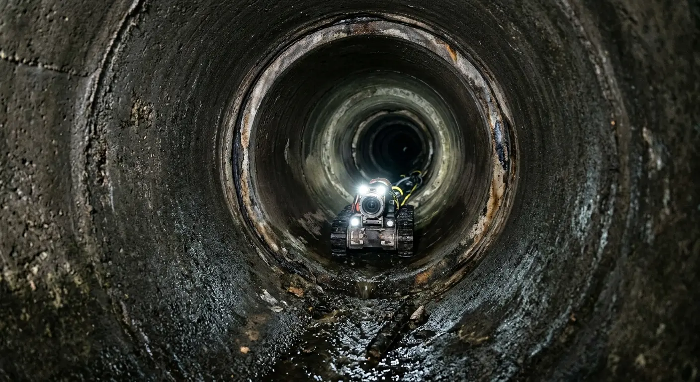 Robotic sewer camera inspecting pipe interior for Drain Snake Service in Hurricane